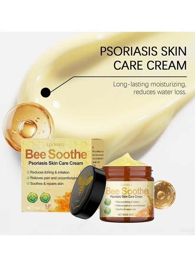 LANISKA Bee Soothe Psoriasis Skin Care Cream, Bee Venom Comprehensive Cream, Bee Venom Skin Treatment Cream, Natural Bee Venom Repair Cream, All-In-One, Lifting & Firming, Anti-Aging Moisturizing, Effectively Reduces All Types Of Skin Blemishes, 60G - Image 4